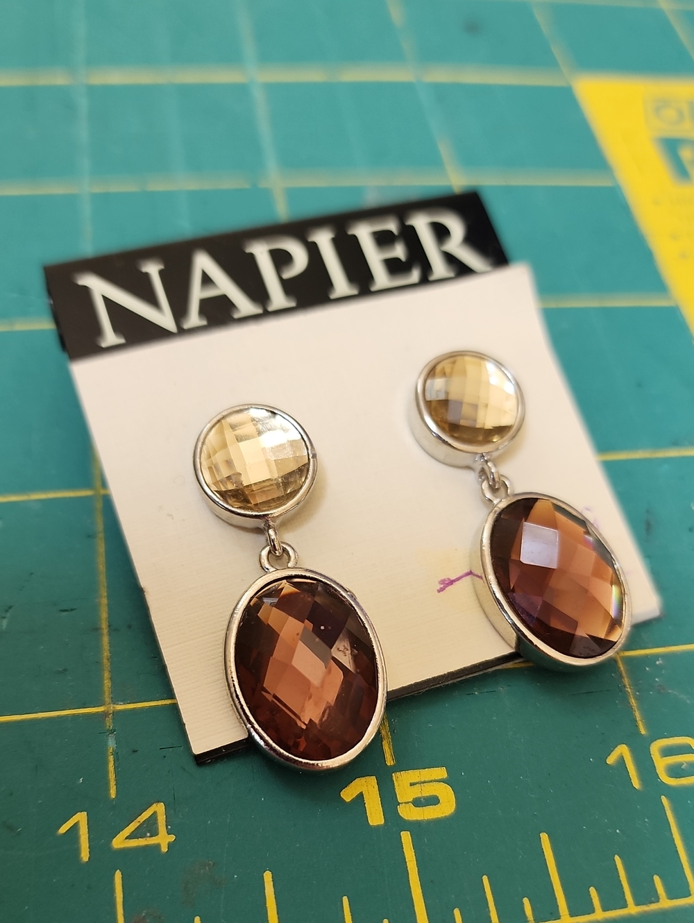 Napier Brown Faceted Drop Earrings